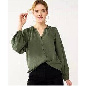 Nine West Women's Drapey Button-Down Shirt Size Medium